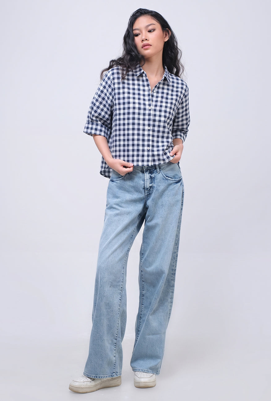 Kemeja Zyala Navy White