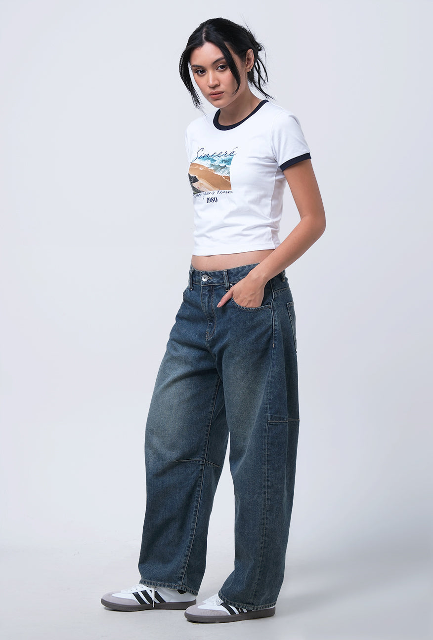 Jeans Barrel Sora Medium Blue