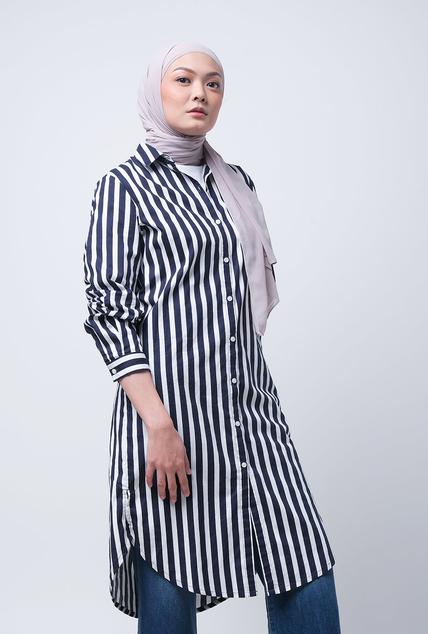 Dress Lengan Panjang Fawnia Navy Dress