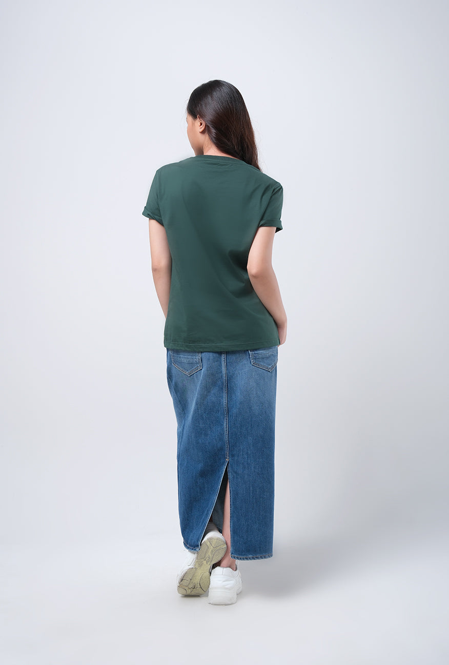 T-Shirt Basic Lengan Pendek Liam Dark Green