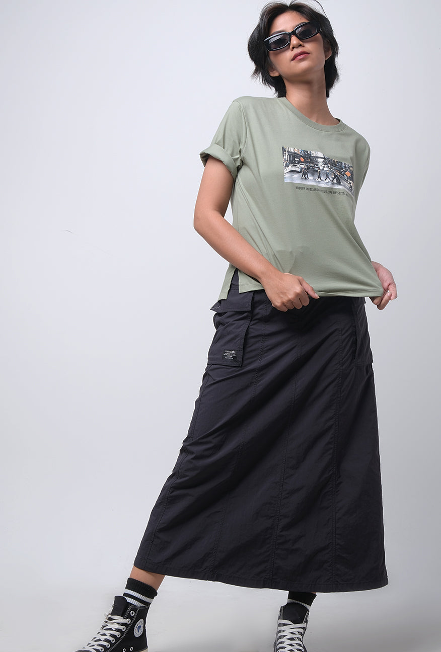 T-Shirt Boxy Lengan Pendek Alindra Sage