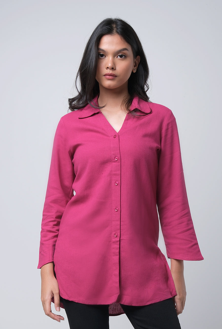 Kemeja Lengan Panjang Lucy Fuschia