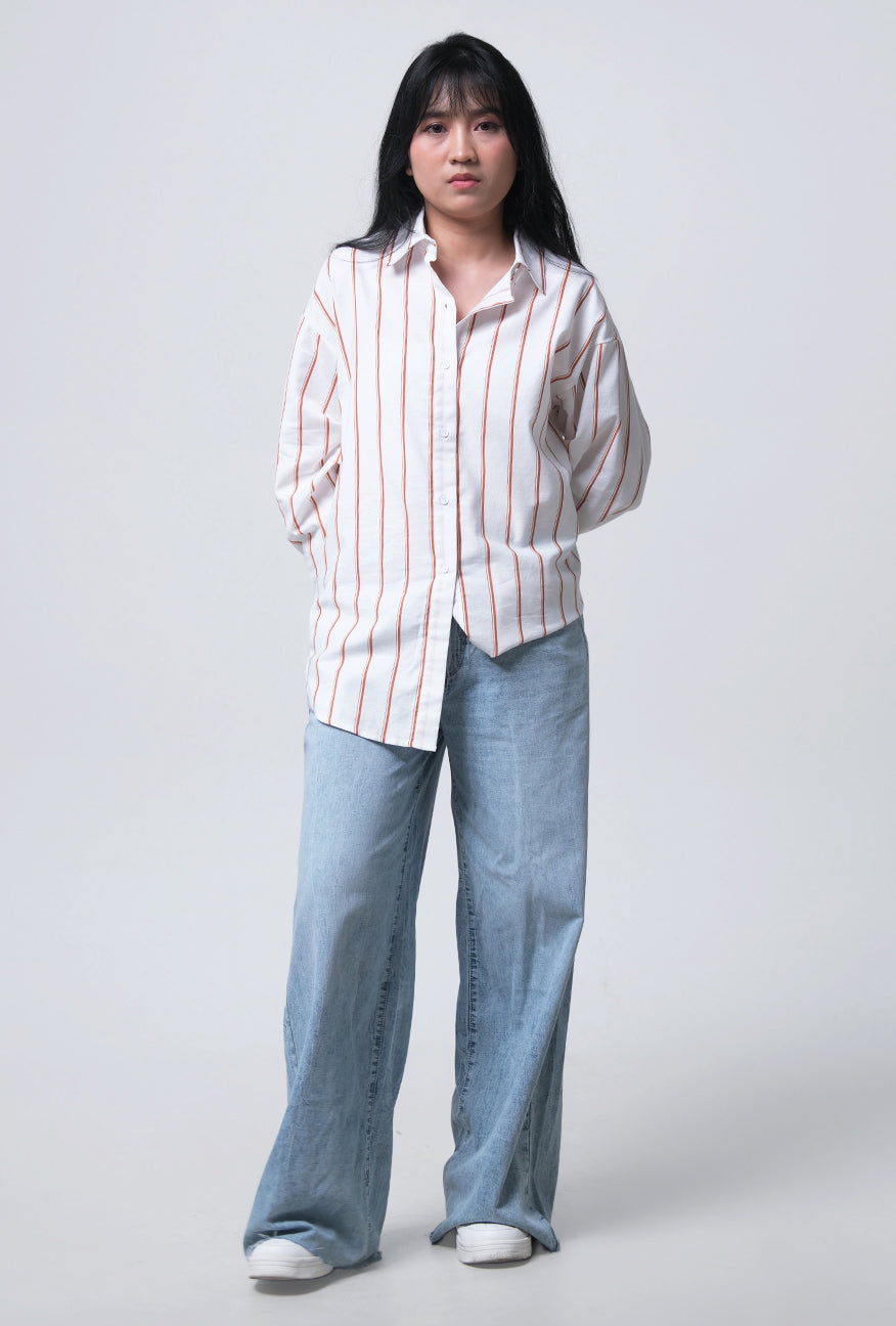 T-Shirt Lengan Panjang Chelmira Offwhite Brown