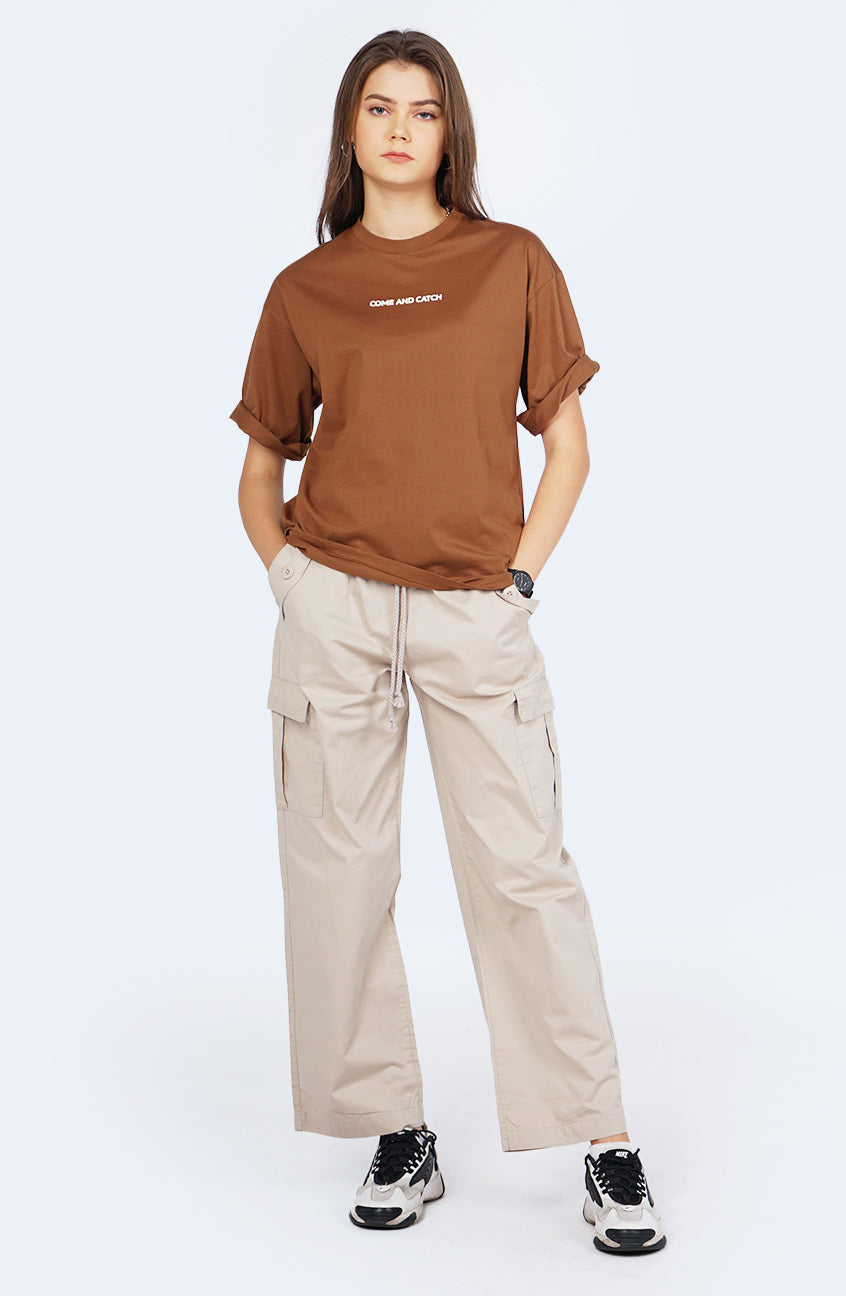 T-Shirt Oversized Lengan Pendek Belvina Brown