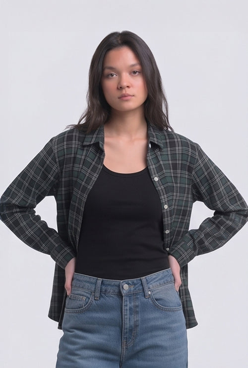 Kemeja Flanel Jenna Green Black