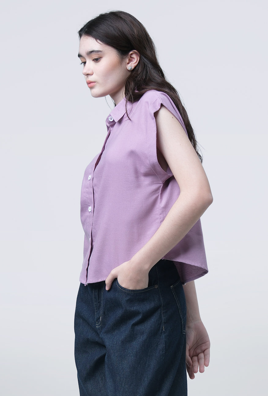 Kemeja Lengan Pendek Oryna Lavender Exclusive Online