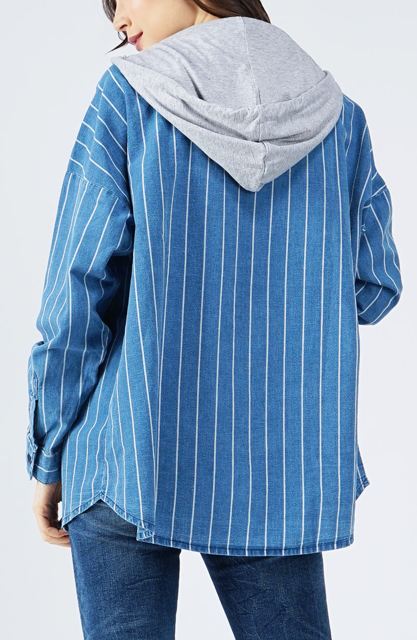 Jaket Bianca Navy White Chambray