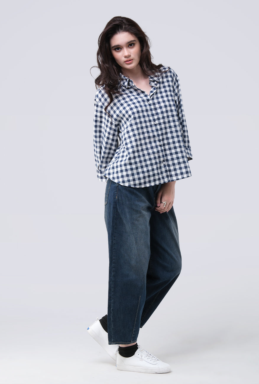 Kemeja Zyala Navy White