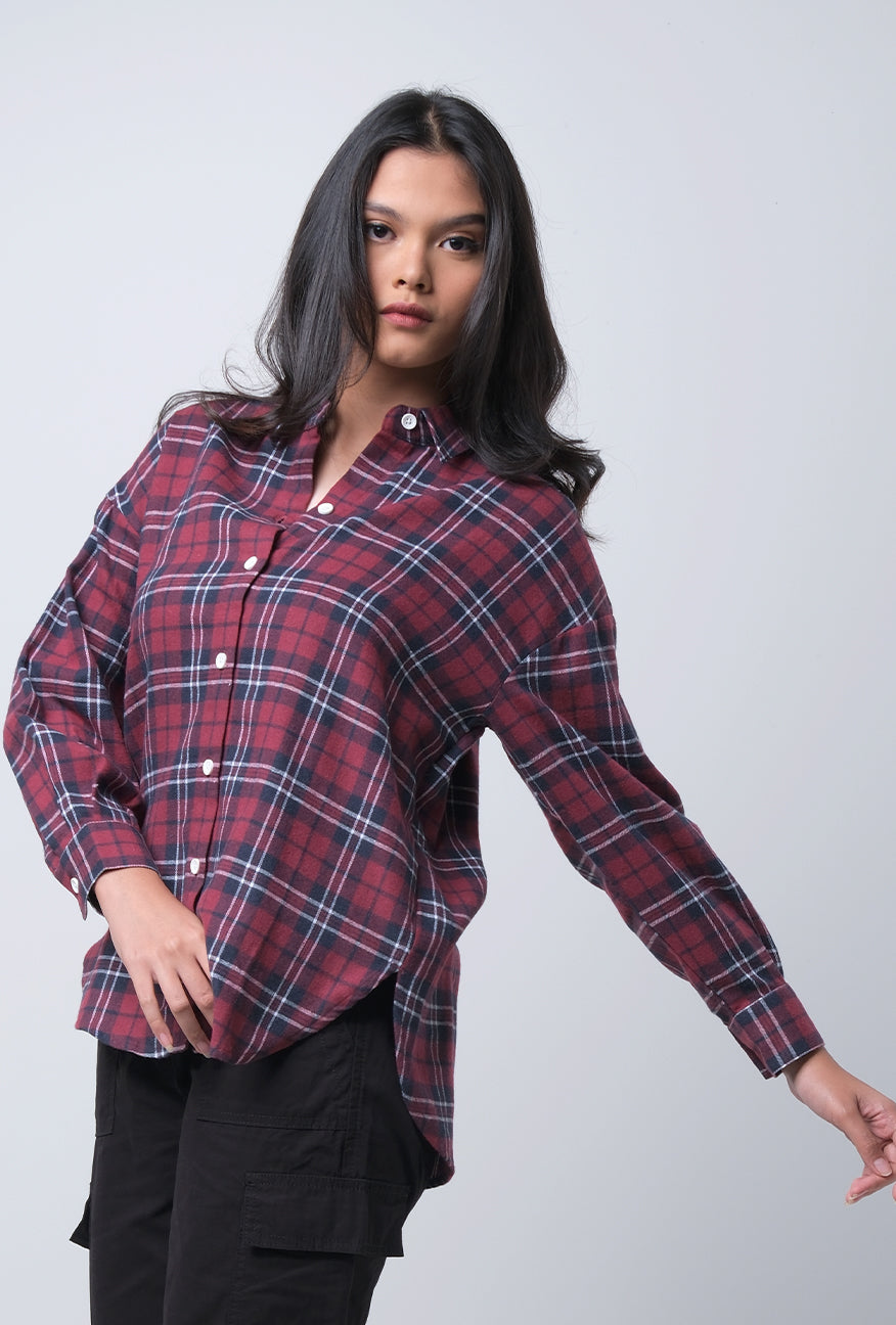 Kemeja Flanel Lanira Red Navy