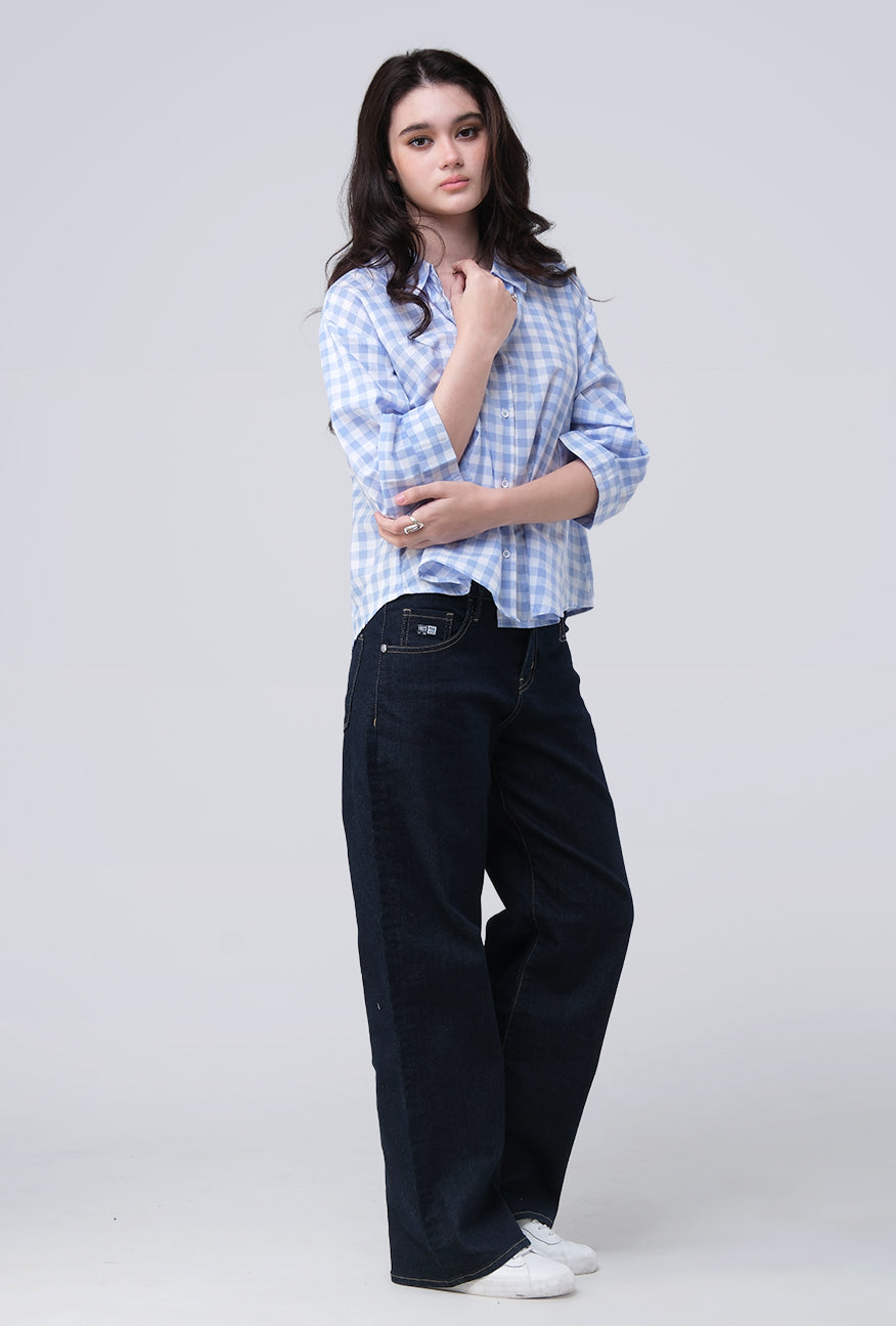 Kemeja Zyala Blue White