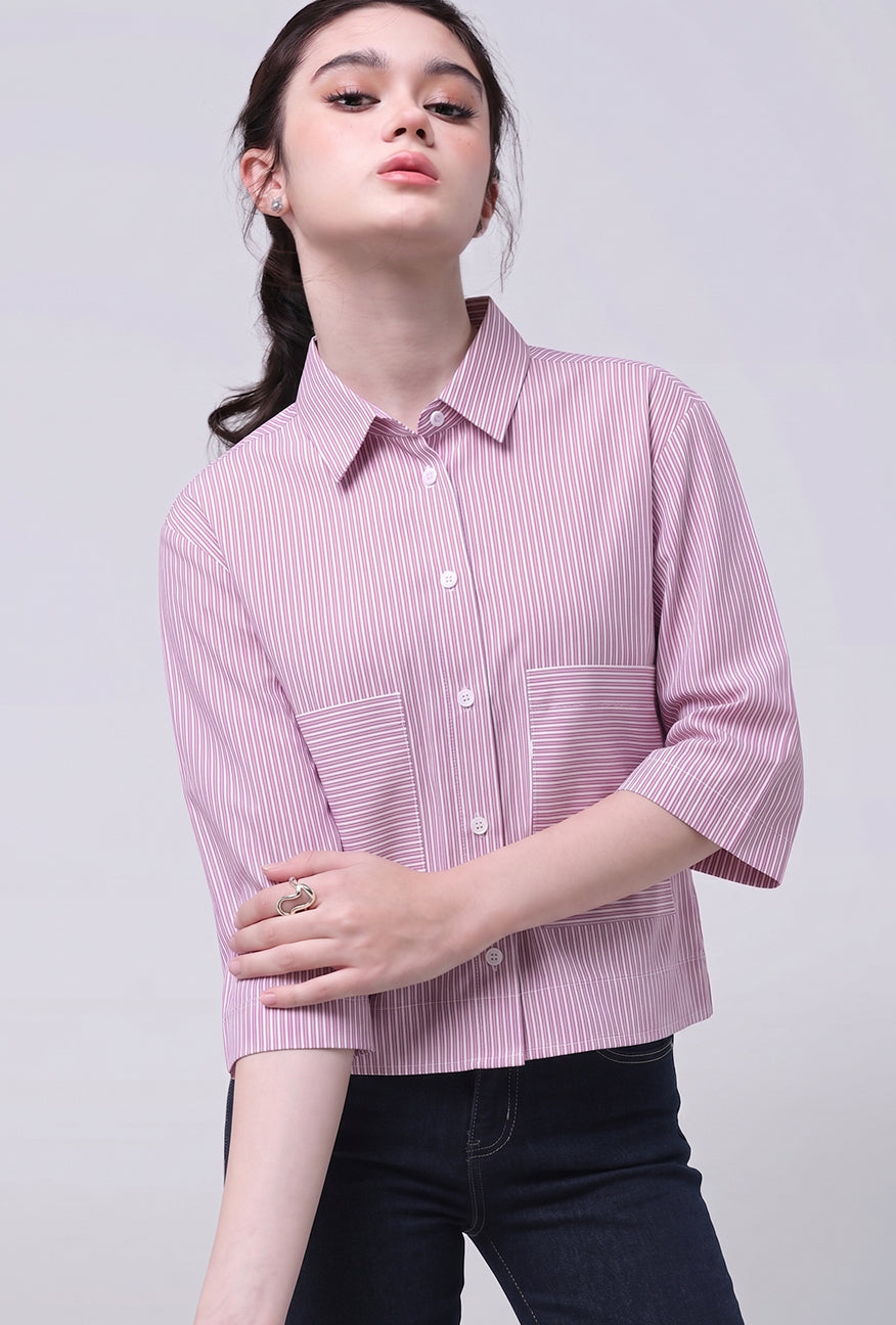 Kemeja Luna Purple White Exclusive Online