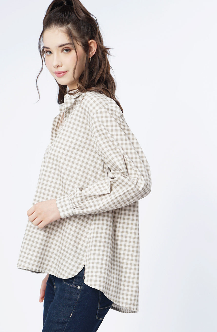 Kemeja Lengan Panjang Verma White Olive