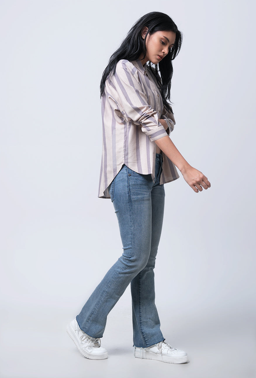 Kemeja Lengan Panjang Chiaran Khaki Grey