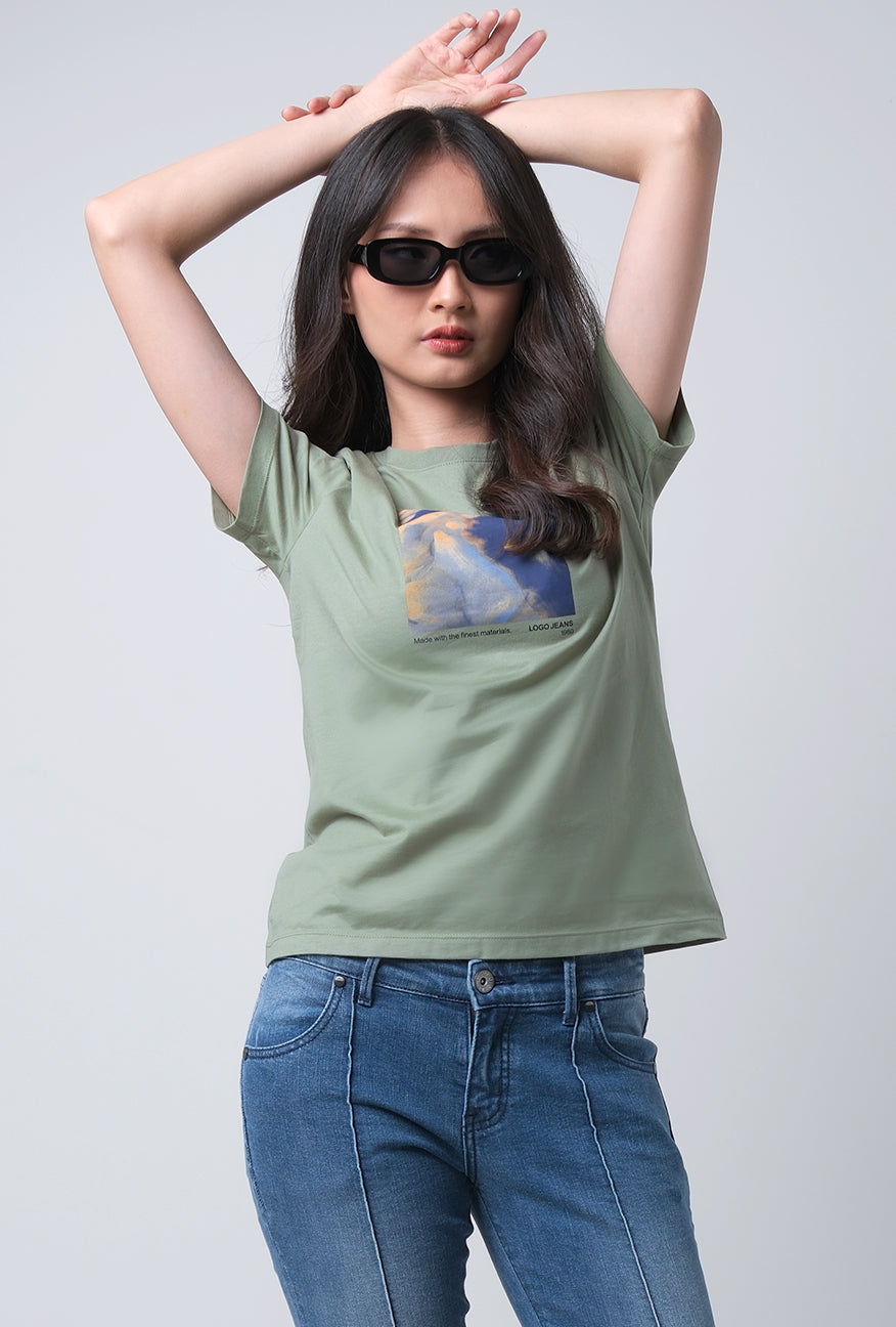 T-Shirt Basic Lengan Pendek Ava Dusty Green