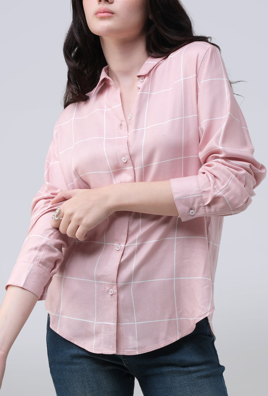 Kemeja Lengan Panjang Key Pink