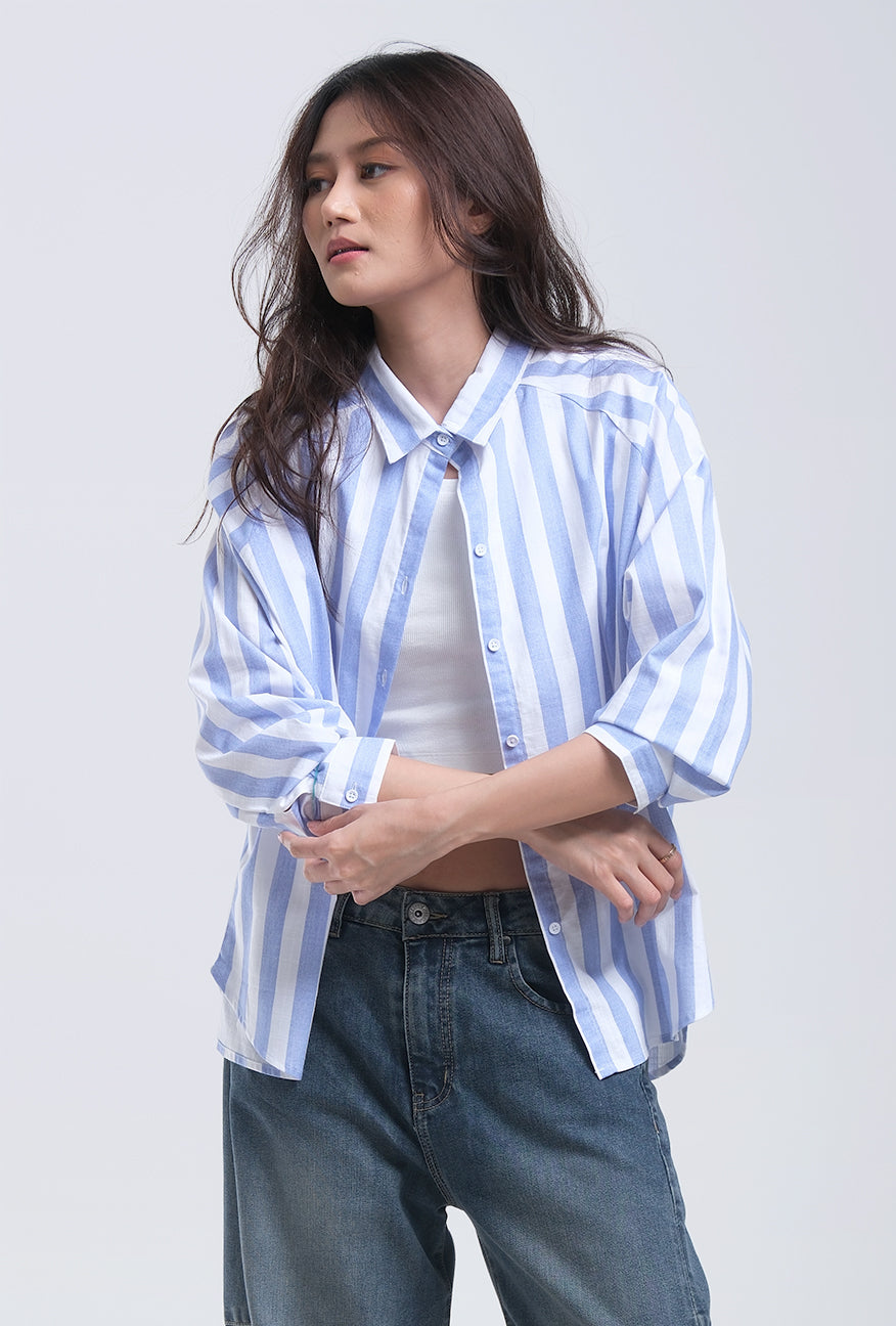 Kemeja Lengan Panjang Griffyn Blue White