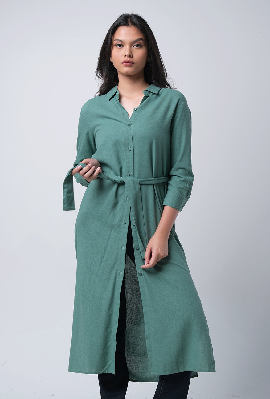 Dress Lengan Panjang Prisy Dusty Green