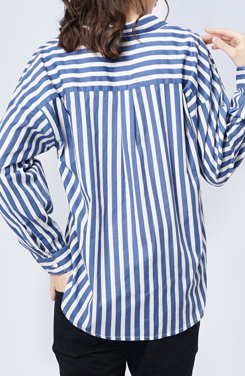 Kemeja Lengan Panjang Cynthia White Blue