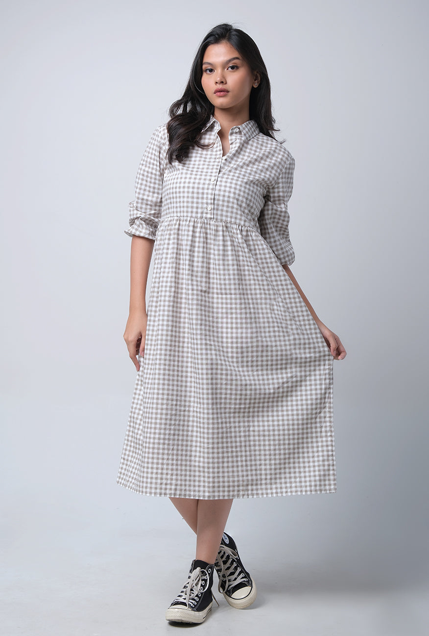 Dress Lengan Panjang Sherly White Olive