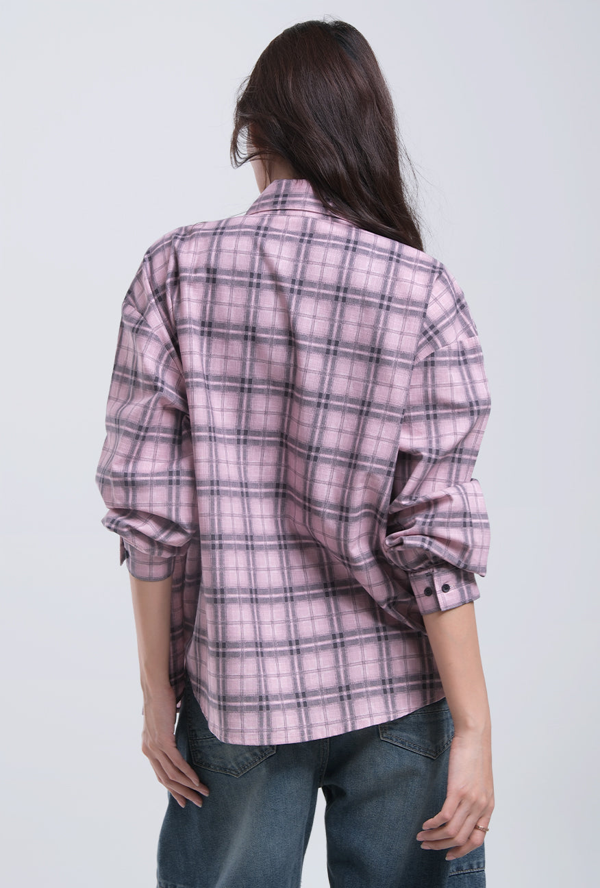 Kemeja Lengan Panjang Alanza 2.0 Pink Black