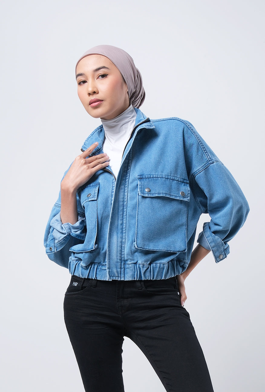 Jaket Denim Makayla Medium Blue