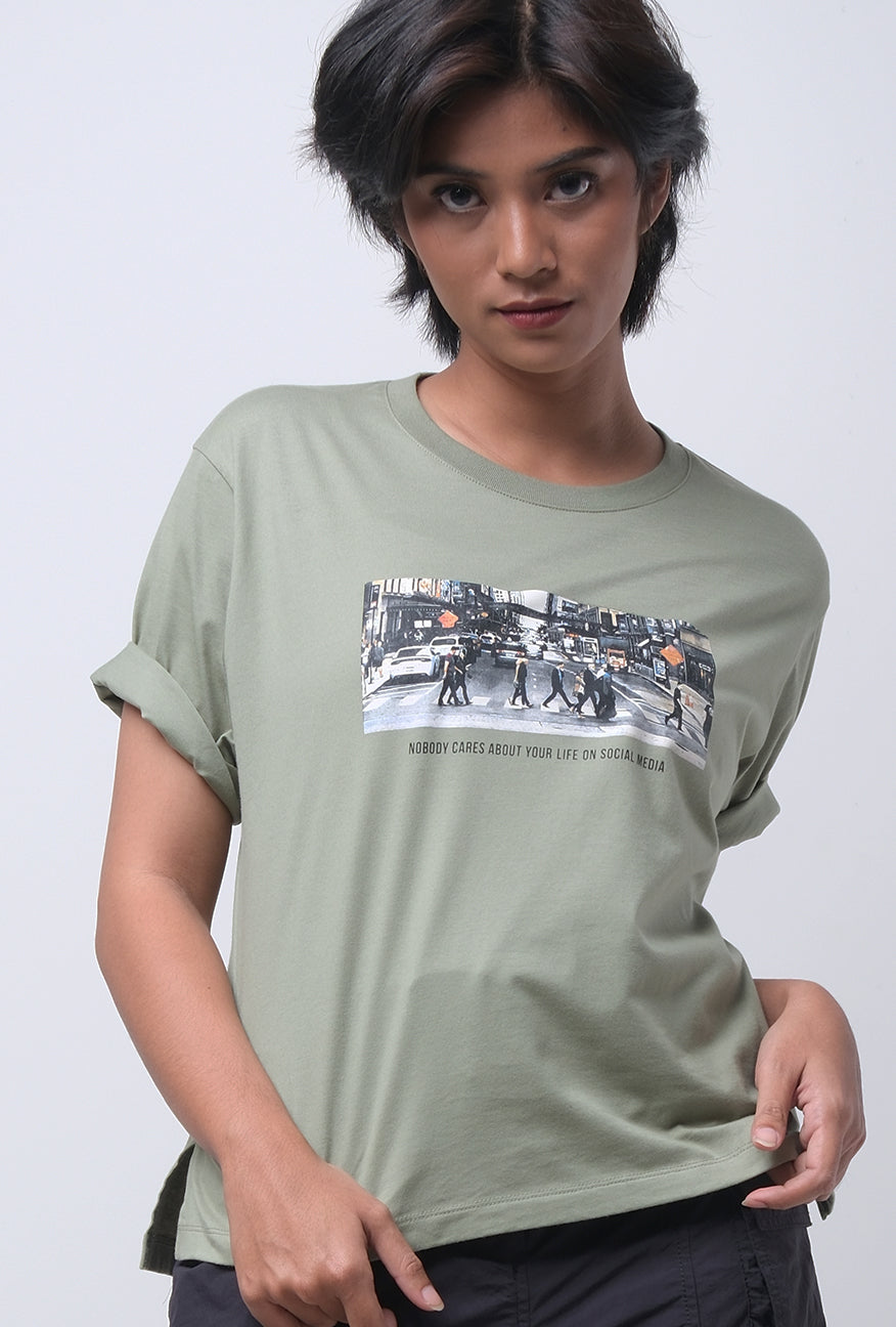 T-Shirt Boxy Lengan Pendek Alindra Sage