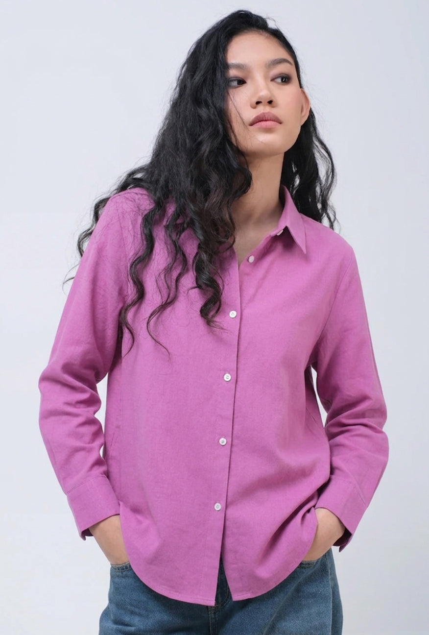 Kemeja Lengan Panjang Mellie Orchid Purple