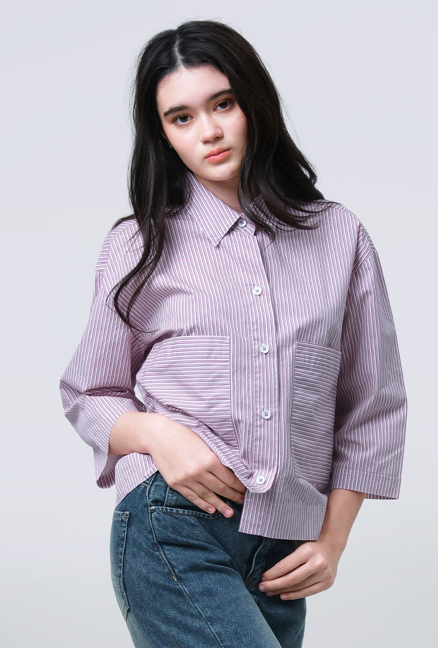Kemeja Luna Purple White Exclusive Online