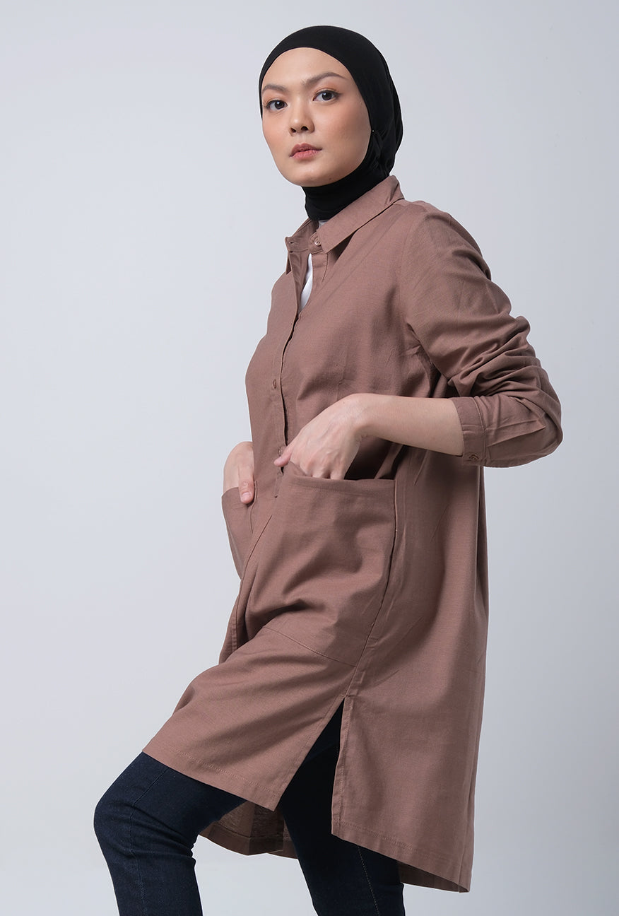 Dress Lengan Panjang Estella Brown