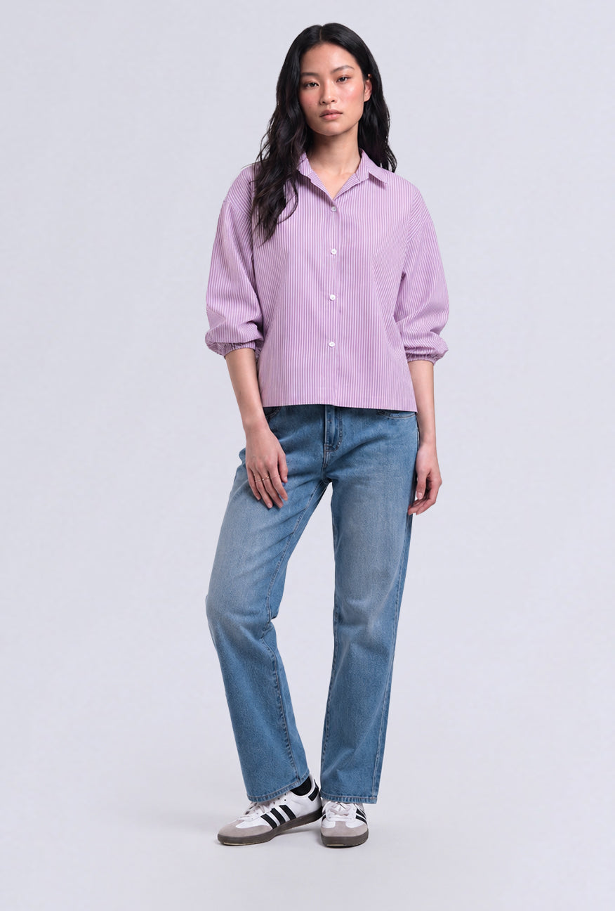 Kemeja Caelina Purple White