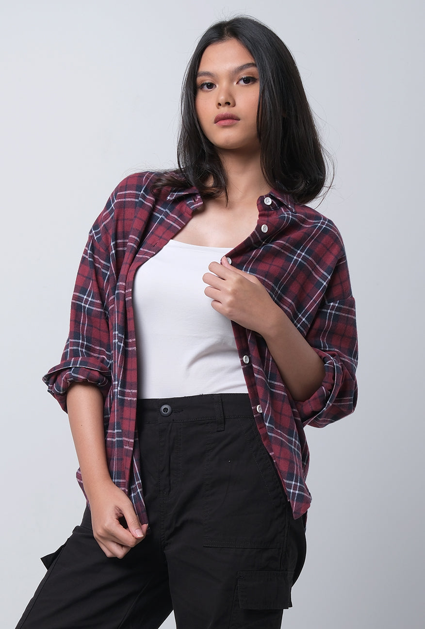 Kemeja Flanel Lanira Red Navy