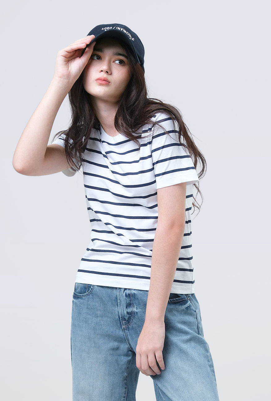 T-Shirt Lengan Pendek Kasha White Navy