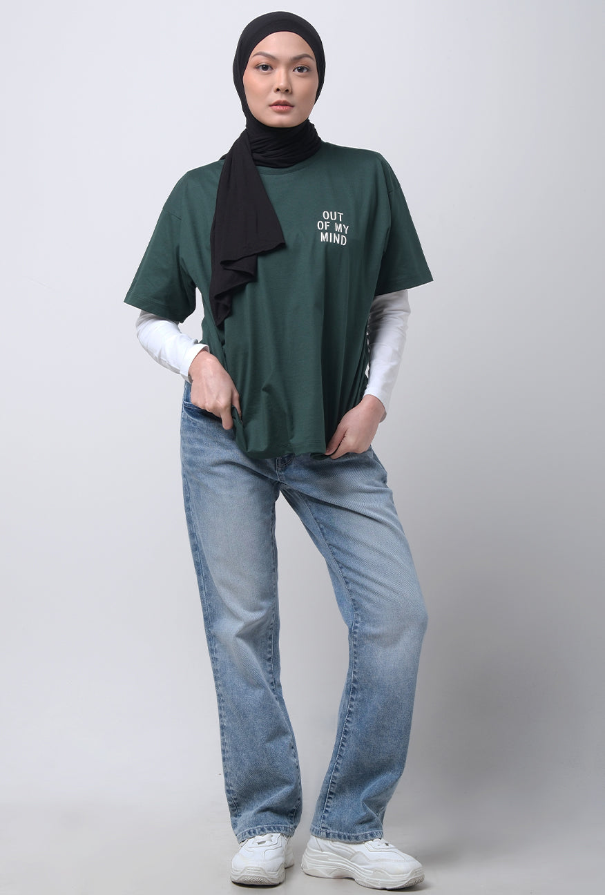 T-Shirt Oversized Lengan Pendek Valerie Dark Green