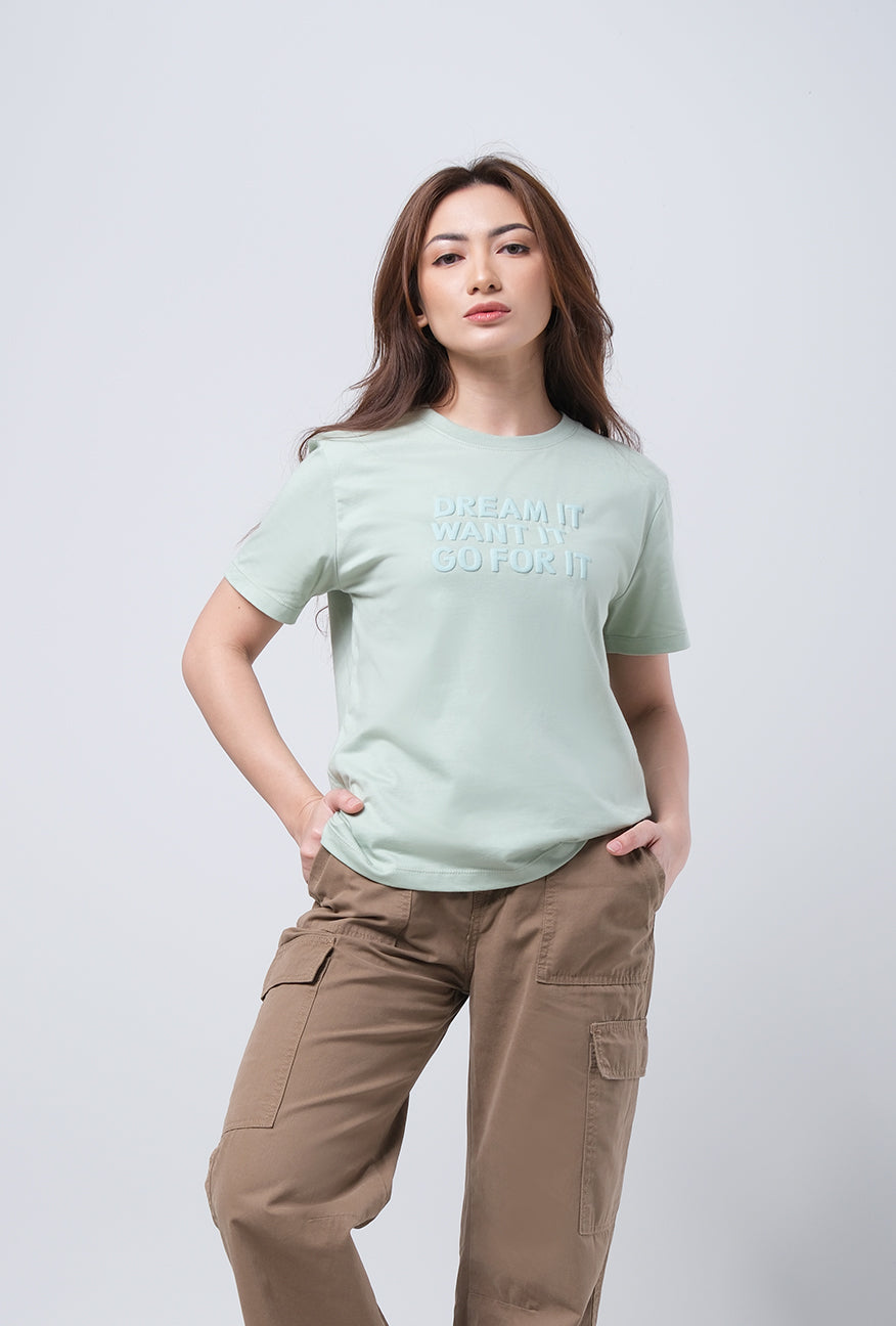 T-Shirt Basic Lengan Pendek Brielle Light Green