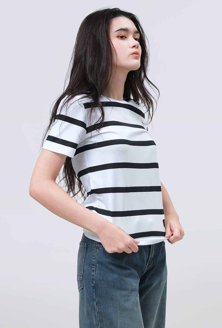 T-Shirt Lengan Pendek Kalene White Black