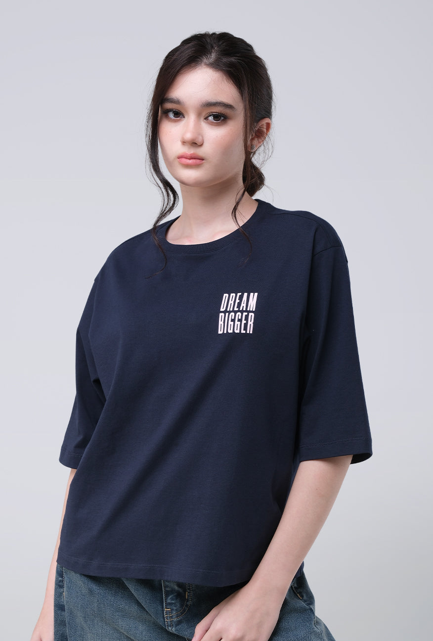 T-Shirt Lengan Pendek Maurine Navy