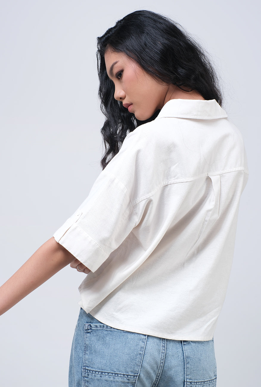 Kemeja Lengan Pendek Berinda Offwhite Exclusive Online