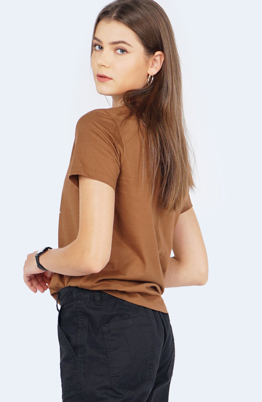 T-Shirt Basic Lengan Pendek Rosalind Brown