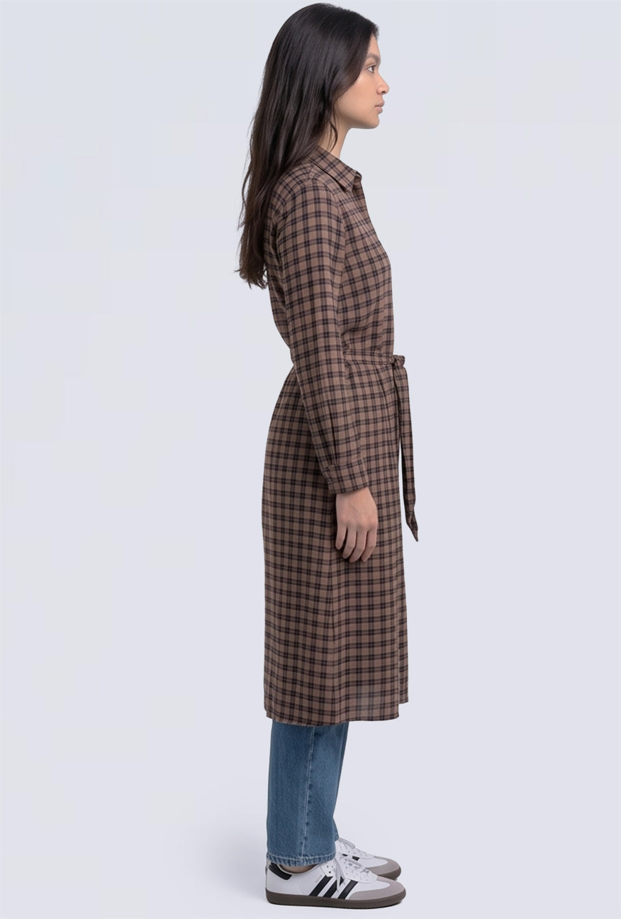 Dress Lengan Panjang Kavita Brown Black