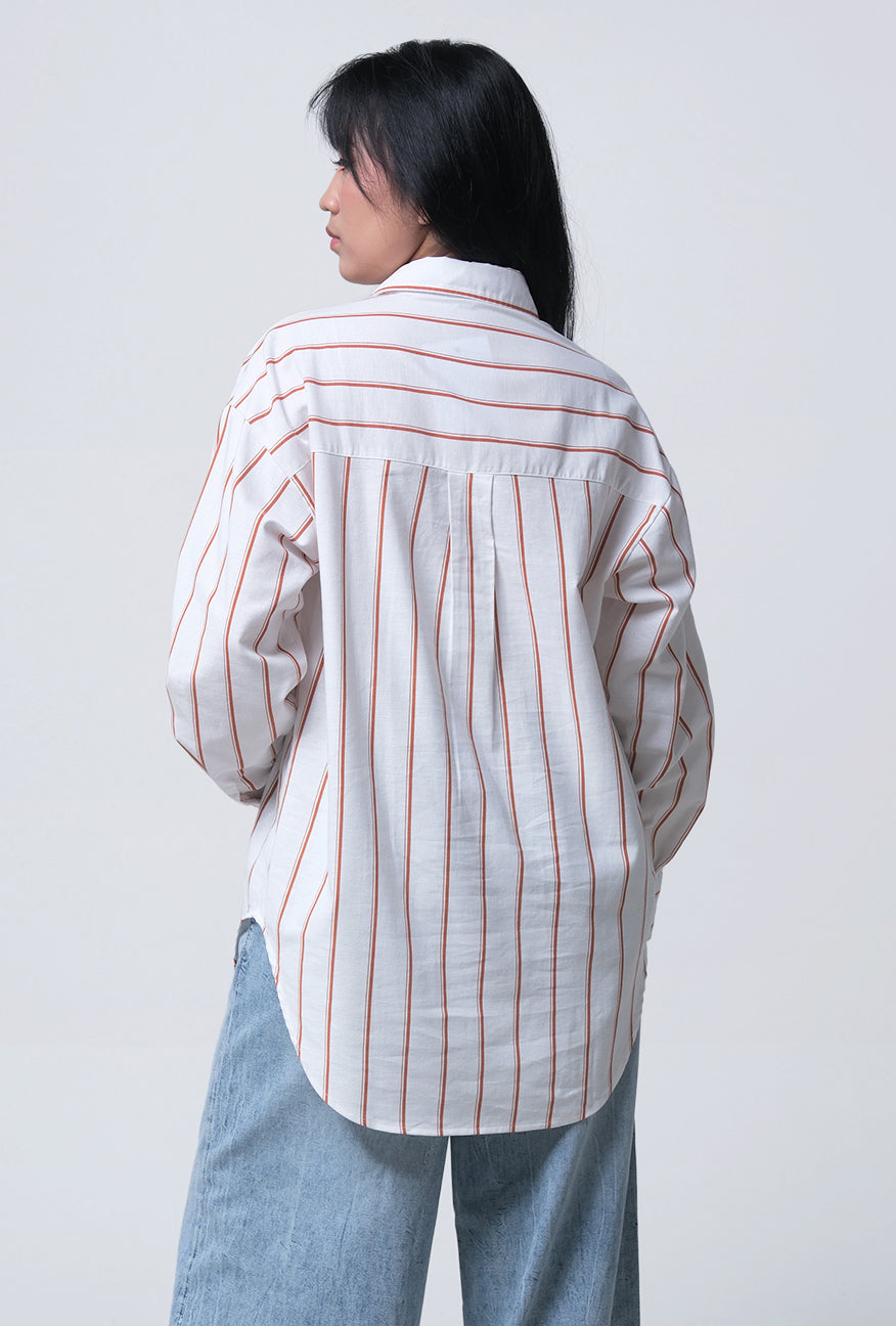 T-Shirt Lengan Panjang Chelmira Offwhite Brown