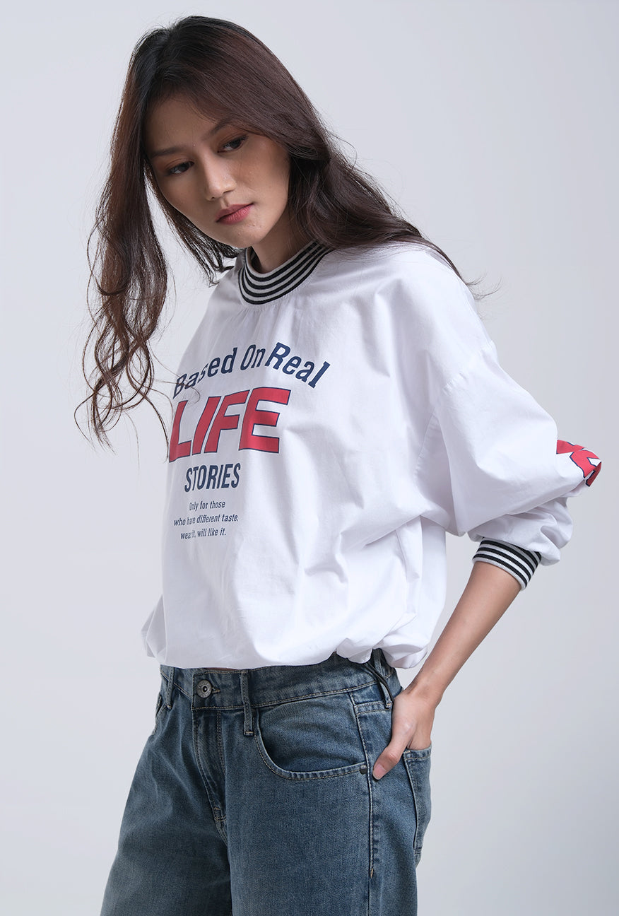 Blouse Lengan Panjang Cevarla White