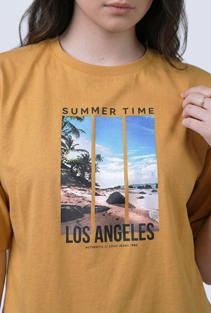 T-Shirt Lengan Pendek Ellie Mustard