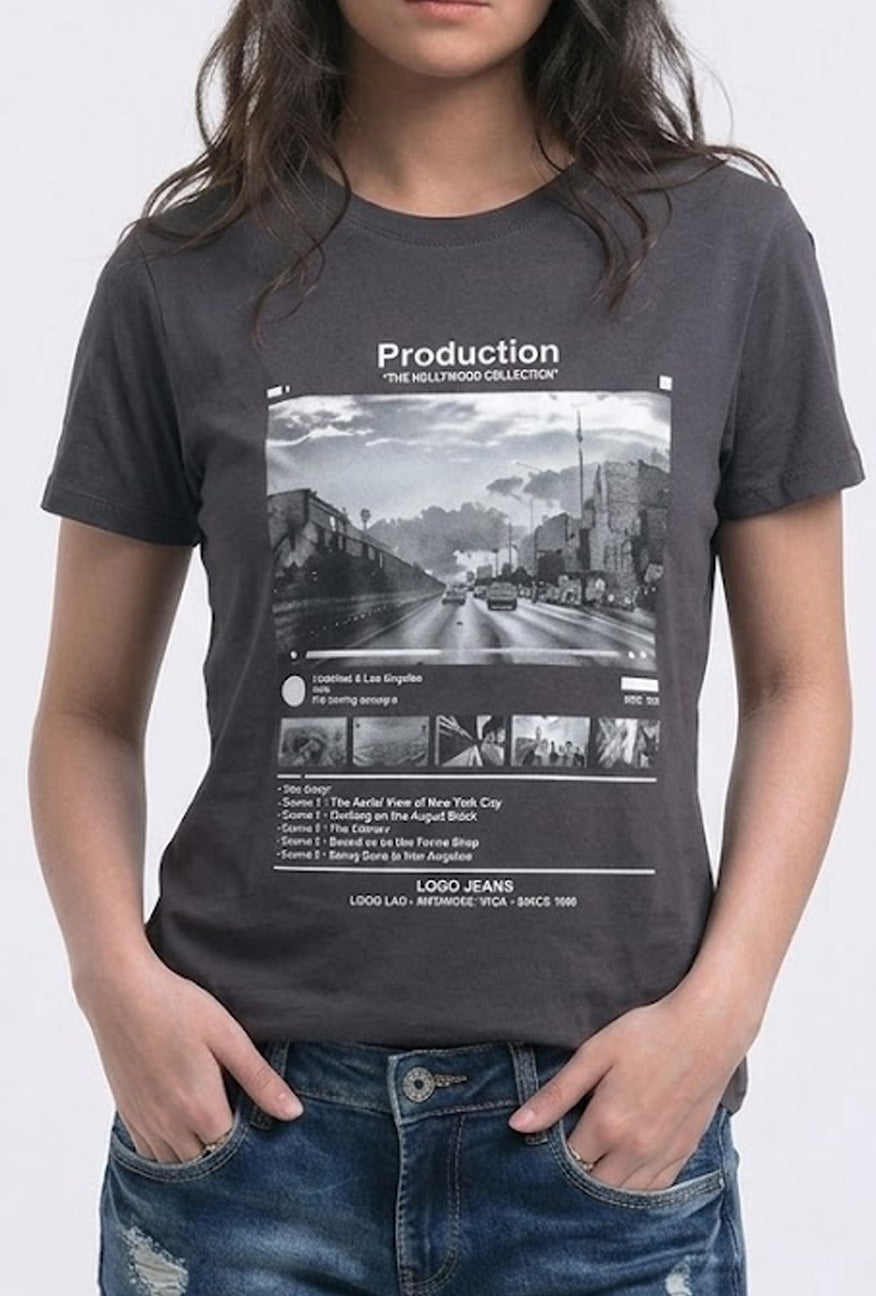 T-Shirt Lengan Pendek Story Dark Grey