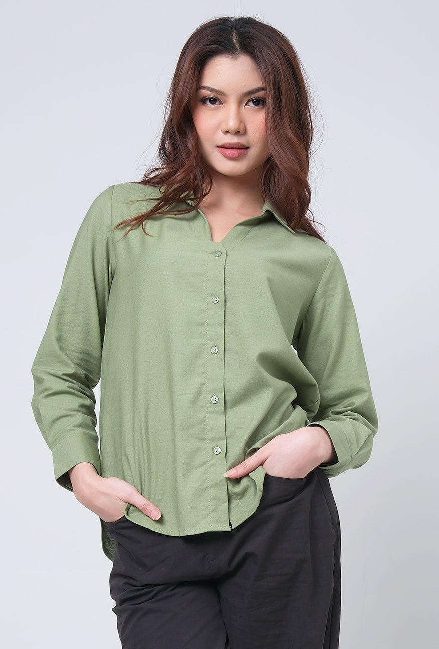 Kemeja Lengan Panjang Ninette Green