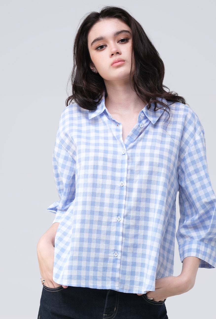 Kemeja Zyala Blue White