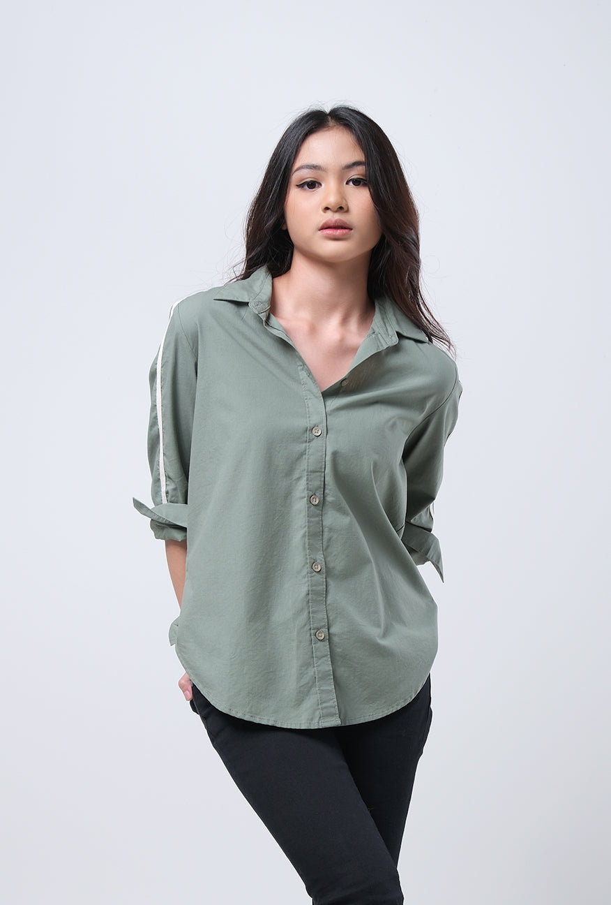 Kemeja Lengan Panjang Iris Green