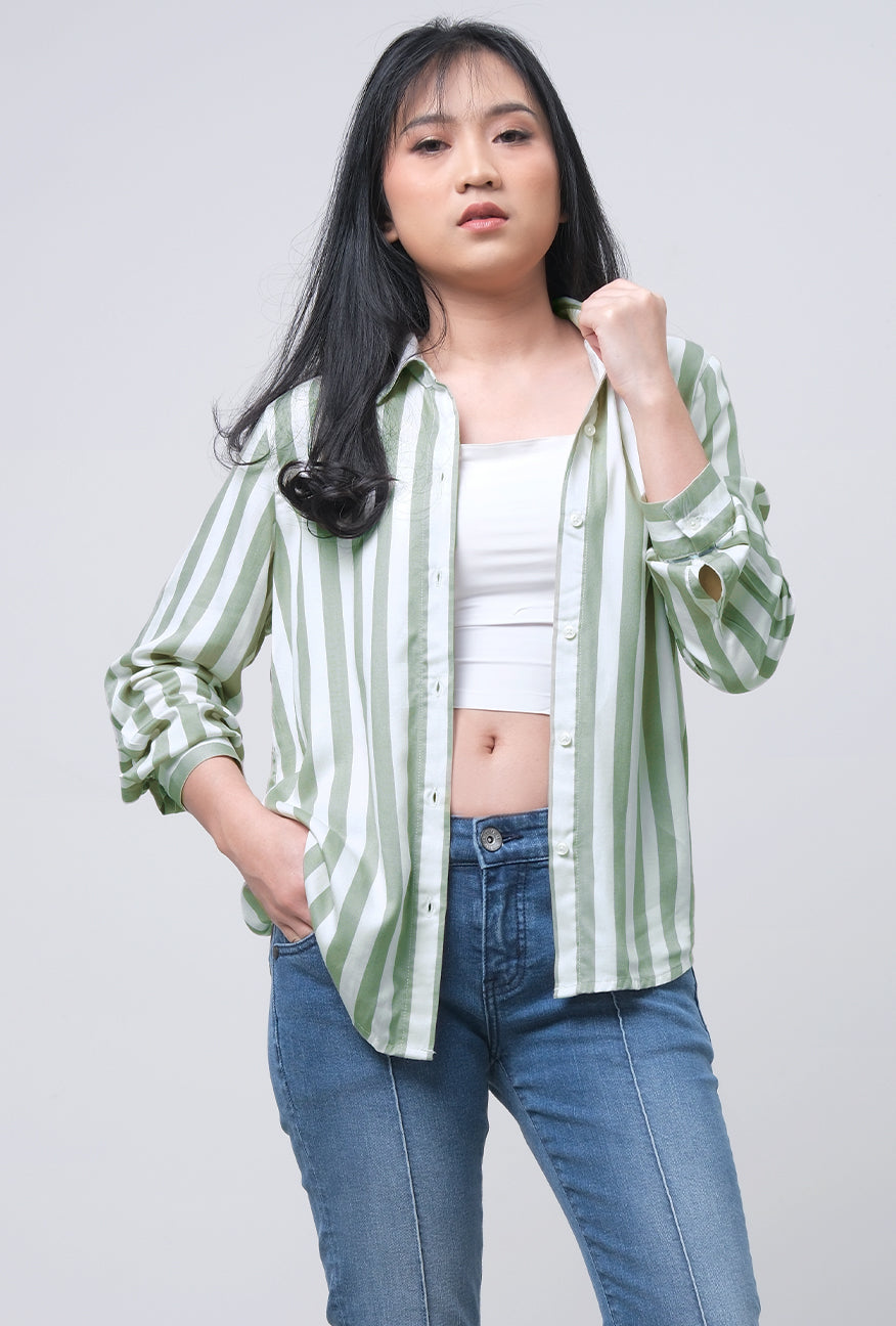 Kemeja Lengan Panjang Xena Sage White