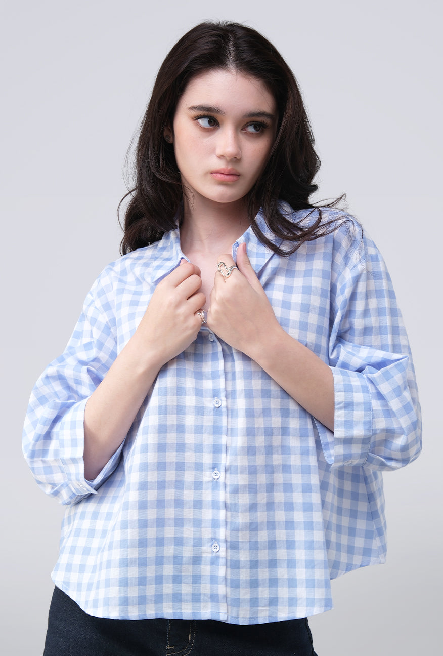 Kemeja Zyala Blue White