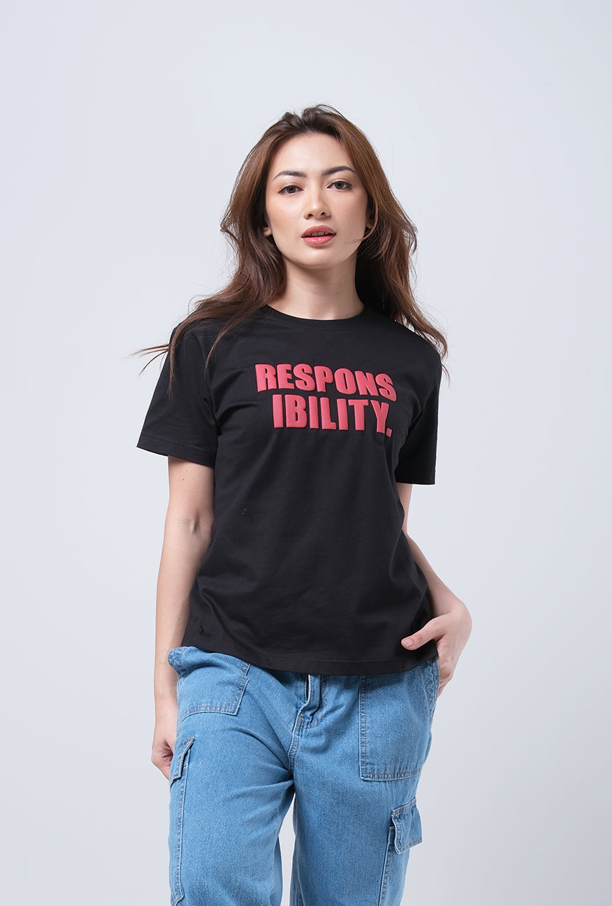 T-Shirt Basic Lengan Pendek Raisha Black