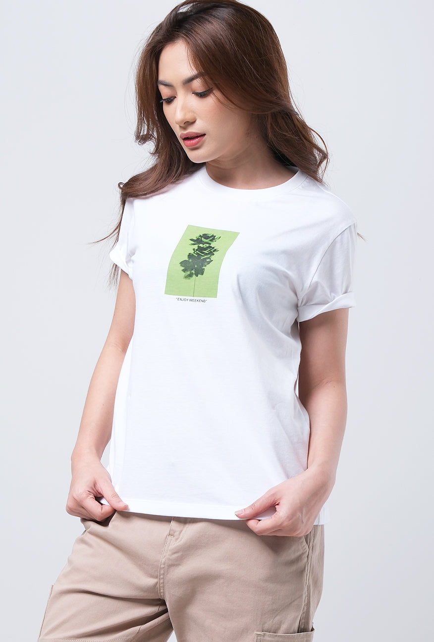 T-Shirt Basic Lengan Pendek Calrissa Offwhite
